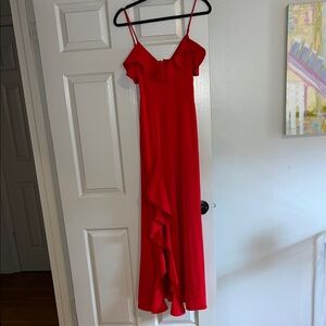 NBD Elegant Red Ruffle Maxi Dress